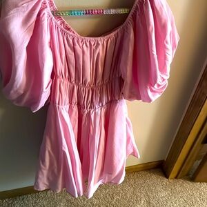 Pink puff sleeve dress
